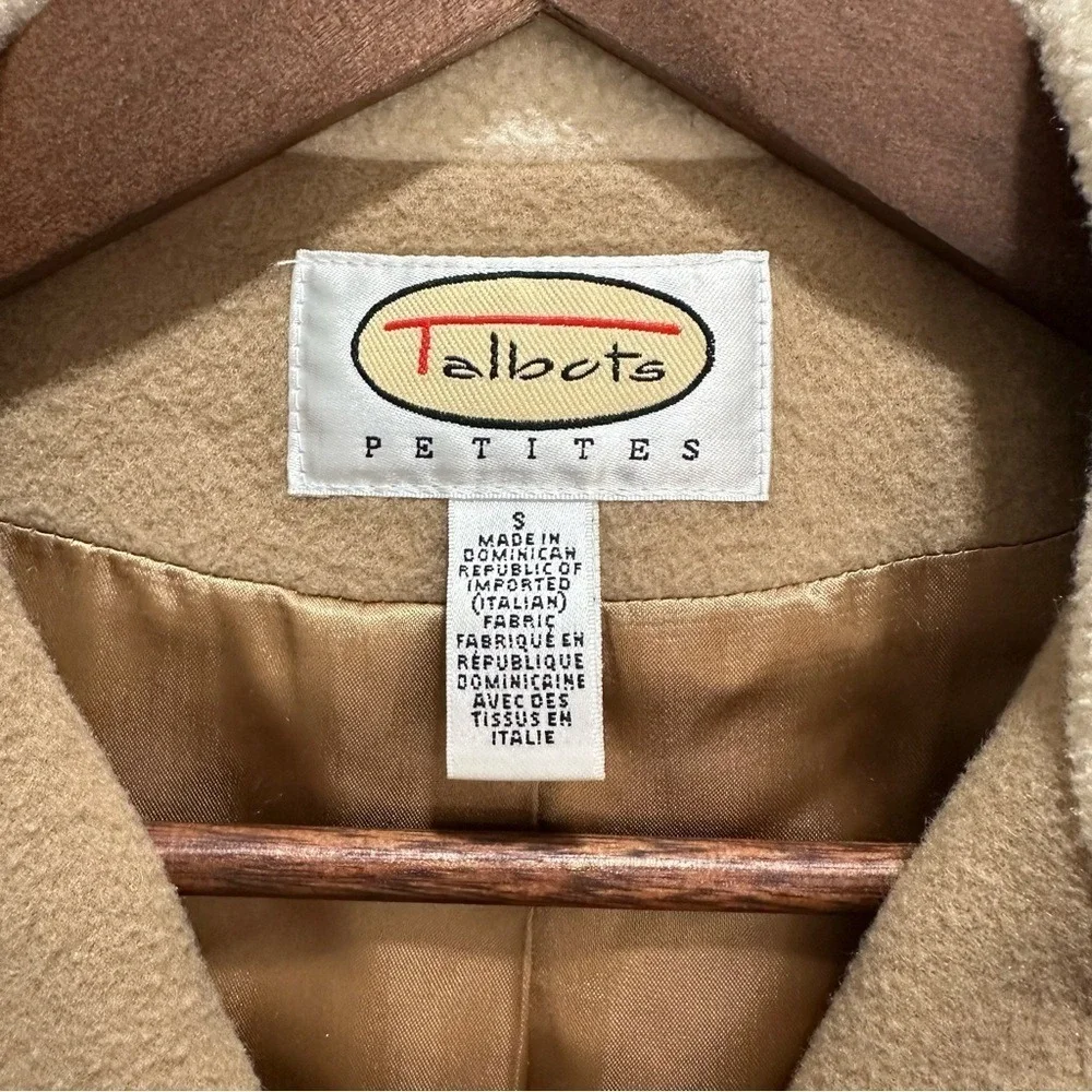 Talbots Women's Small Petites Camel Wool Blend Hooded Zip Up Jacket Coat - Picture 3 of 12